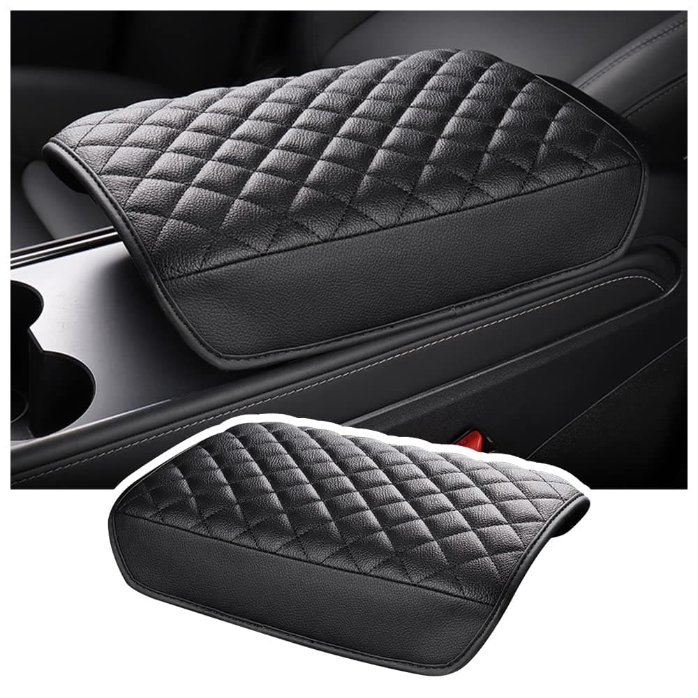 Turcee Leather Car Center Console Cover Compatible with Tesla Model 3 Model Y,All Around Protection/Extended Center Console Organizer Design - The Most Practical Car Armrest Cover(for Model 3/Y)