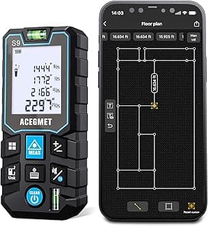 Laser Measure with Phone App, 229ft/70m Laser Measurement Tool with 2 Bubble Levels, LCD Backlit Display, IP54 Waterproof, Pythagorean Mode for Distance, Area, Volume