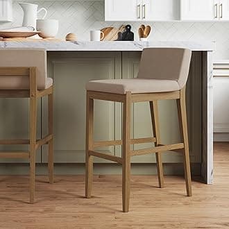 Nathan James Gracie Modern Bar Stool with Back, Cushioned Bar Height Stool wi...