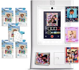 Sprocket Photo Booth Machine Instant Color Photo Printer (White) Paper Bundle + Zinc 3.5 x 4.25" Zinc Sticky-Backed Photo Paper (500 Sheets)