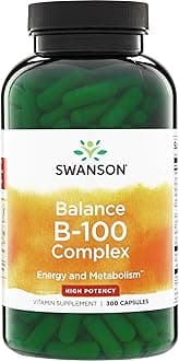 Swanson Balance B-50 High-Potency B Vitamin Complex for Busy Adults Seeking Immune, Heart, and Nervous System Support (300 Capsules)