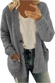 PIFAME Winter Coats for Women Fleece Jacket Warm Casual Coats with Pockets Long Sleeve Button Down Cardigans Sweaters