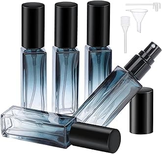 Travel Perfume Bottle Refillable, 5pcs 10ML Mini Glass Perfume Containers with Funnel and Pipette, Empty Portable Leak-proof Fragrance Bottles Spray Atomizer Pump Bottle Kit for Toiletries