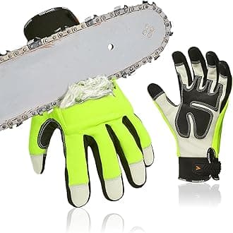 Chainsaw Gloves,12-Layer Saw Protection on Left/Both Hand Back,Cow Leather Gloves,Touchscreen