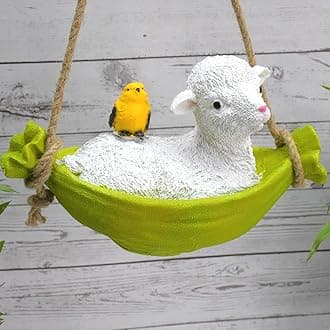 DECZO Resin Hanging Sheep Decor For Indoor Or Outdoor Garden, Home, Gift, Multi Colour, Pack of 1