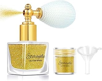 Gold Body Glitter Spray, Shimmering Spray Powder Sparkle Powder, Cosmetic Shimmer Makeup Glitter for Hair and Body Face Clothes Nail Art Craft Design Easter Christmas Halloween Crafts