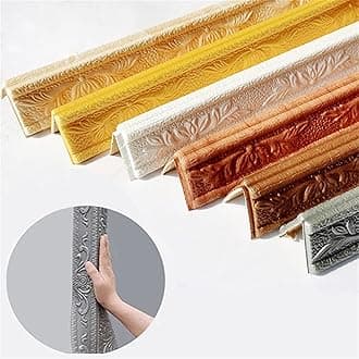FORVOLWCO 7.5ft Crown Molding Trim Self Adhesive Wall Edging Strip, Flexible Thick Ceiling Molding Peel off & Stick, Baseboard Foam Wall Trim Wallpaper Border for Mirror Edge Home Decor(Color:Copper)