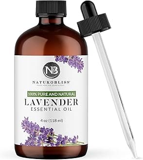 NaturoBliss Lavender Essential Oil with Glass Dropper - 100% Pure and Natural - Essential Oils for Diffuser, Aromatherapy, Soap and Candle Making, Lavender Essential Oil Pure, Lavender Oil, 4 Fl Oz