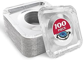 Aluminum Gas Stove Burner Covers -Thicker Foil Square Burner Liners - Disposable Gas Range Protectors, 100 Pack（Outer diameter: 8.5 x 8.5 inch）