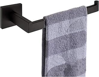 Nolimas Matte Black Bath Towel Bar Single Bars Towel Ring Classic Wall Mounted SUS304 Stainless Steel Bathroom Towel Rack Toilet Kitchen Towel Shelf Single Layer