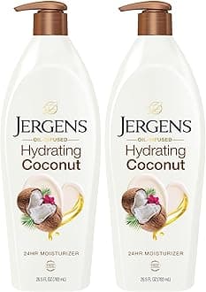 Jergens Hydrating Coconut Body Moisturizer, Infused with Coconut Oil, Dermatologist Tested, Hand and Body Lotion for Dry Skin, 26.5 Oz (Pack of 2)