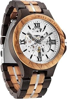 WASTIME Wooden Watch for Men Women, Stylish Chronograph Military Casual Calendar Wood Watches