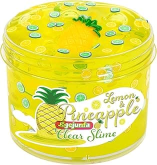 Pineapple Clear Slime Yellow Jelly Slime with Lemon Slices, DIY Crunchy Slime Soft Putty Scented Slime Kids Birthday Party Favors, Jumbo Slime Stress Relief Toy for Girl Boy Gift 7OZ 200ML