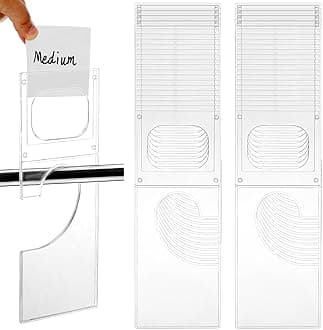 Kathfly 50 Pack Clothing Rack Size Dividers Plastic Closet Dividers for Hanging Clothes Transparent Rectangle Clothes Rack Size Label Hangers for Department Wardrobe Stores Organization
