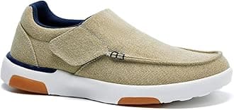 OrthoComfoot Men's Orthopedic Slip-On Loafers Walking Shoes: Comfortable Arch Support Plantar Fasciitis Hook and Loop Shoes, Casual Orthotic Work Loafers for Foot and Heel Pain