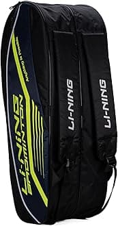 Li-Ning Hot Shot Triple Zipper Polyester Badminton Kit Bag (Black/DK Barney) | Easy - Access Compartments | Spacious | Unisex - Men, Boys, Girls, Women