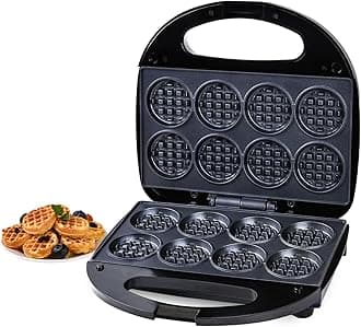 Waffle Maker, Mini Waffle Maker, Non-Stick with Fast Heating, Makes Small Waffle Snacks 8x2 Inch, Perfect for Families, Excellent Choice for Breakfast Parties, Brunch
