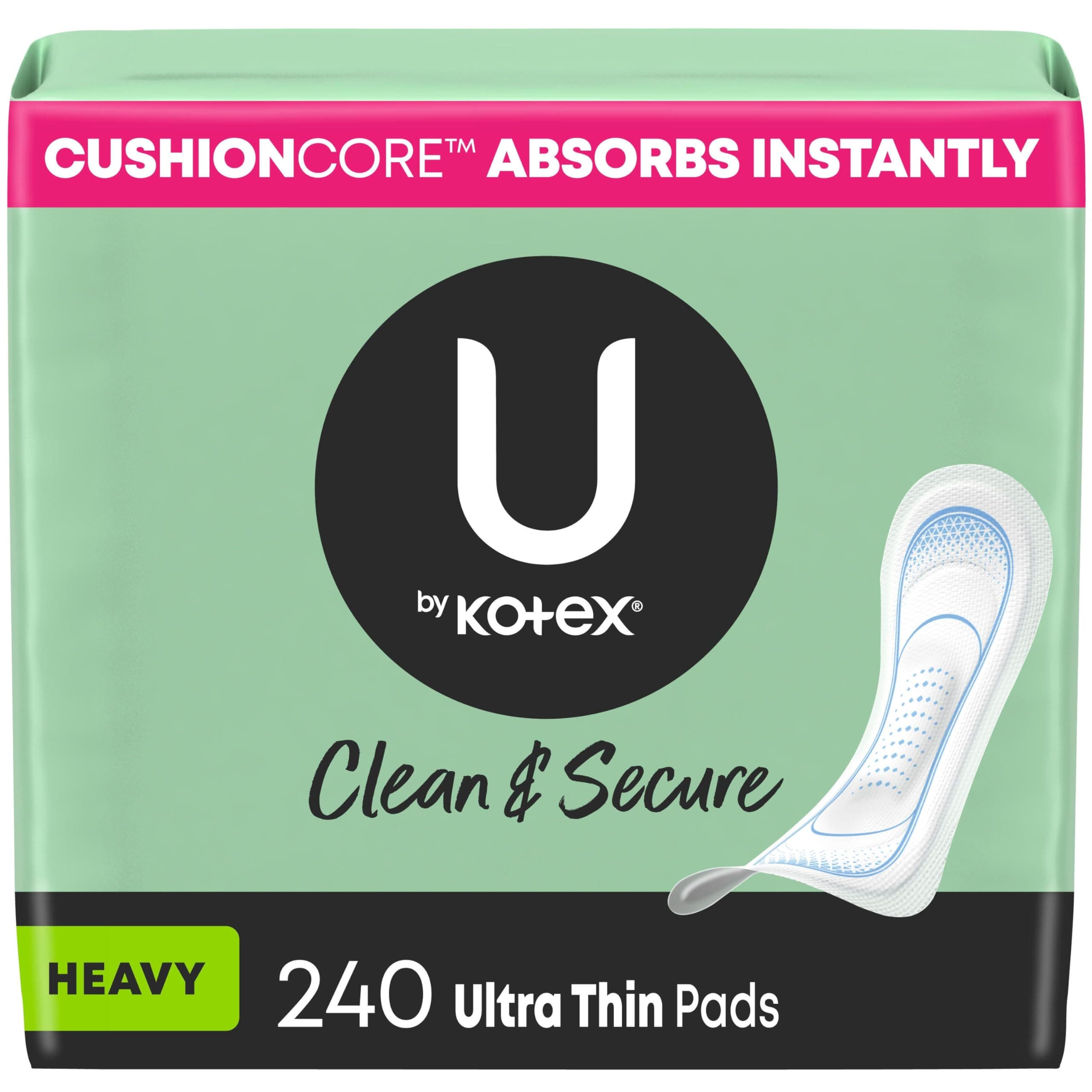 Clean & Secure Ultra Thin Pads, Heavy Absorbency, 240 Count (6 Packs of 40) (Packaging May Vary)