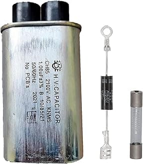 AV Aluminium High Voltage Microwave Oven Capacitor CH85 2100V AC 1MFD 50/60Hz and Diode and Fuse Combo Set