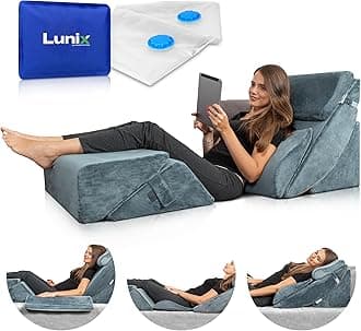 Lunix LX13 6-Piece Post-Surgery Recovery System, Orthopedic Bed Wedge Pillow Set for Tummy Tuck & Back Comfort - Zero-Gravity Memory Foam, Stone Navy