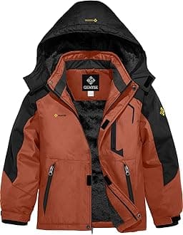 GEMYSE Boy's Winter Waterproof Ski Jacket Mountain Windproof Fleece Coat with Hood