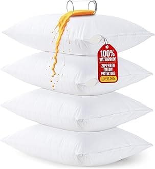 Set of 4 Pillow Protectors with Zipper Toddler Size, Bed Bug and Dust Mite Proof Pillow Covers, Ultra Soft Pillow Encasements, Moisture Wicking and Waterproof Pillow Cases by Utopia Bedding (White)
