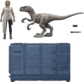 Jurassic World Cage and Furious Dinosaur Set (9.5 cm) with 1 Exclusive Soyona Figure, 1 Atrociraptor Figure and Special Unit, Children's Toy, Ages 4 and Above, HFG63
