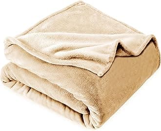 VAS COLLECTION® Premium Plush Single Blanket | 300 GSM Lightweight Cozy Soft for Bed, Sofa, Couch, Travel & Camping| 150x220 cm or 60X86 inches | Beige| Polyester