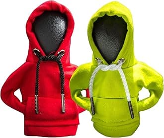 2Pcs Car Shift Knob Hoodie, Gear Shift Sweater for Gearshift, Automotive Interior Accessories (Red and Green)