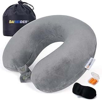 Ultra-Comfortable Travel Pillow, U-Shaped Neck Pillow, Eco Memory Foam and Super Soft Cover, with Travel Accessories: Cushion Sleep Mask, 3M EarPlug, Toggle Bag