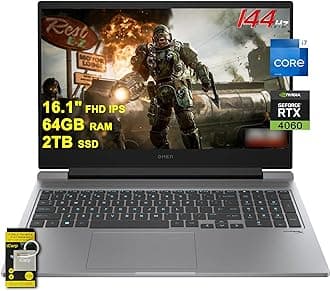 HP Omen 16 Gaming Laptop 16.1" FHD IPS 144Hz Intel 16-core i7-14650HX (>i9-13900HX) 64GB RAM 2TB SSD GeForce RTX 4060 RGB Backlit Thunderbolt FHD Privacy Camera Fast Charging Win11 w/ICP Accessory