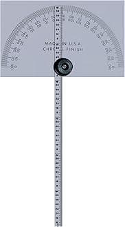 Mitutoyo 968-203 Protractor, Square Head, W/ 6" Rule, Chrome