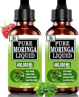(2 Pack) Organic Moringa Liquid Drops for Energy,Metabolism Immune Support,Moringa Leaf Extract 6X Absorption Than Powder Capsules,Green Superfood Supplement for Women Men