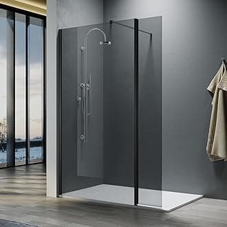 ELEGANT 700mm Walk in Shower Screen 8mm Dark Grey Easy Clean Safety Glass Wet Room Shower Enclosure Shower Cubicles with 300mm Return Panel