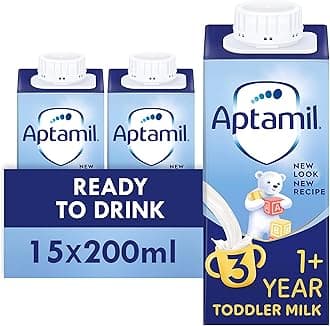 Aptamil 3 Toddler Baby Milk Ready to Use Liquid Formula, 1-3 Years, 15x200 ml