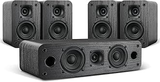 Saiyin 5.0 Home Theater System, 100w HiFi Surround Sound Speakers with Stereo Surround Sound and Classic Rretro Wood Grain for TV/PC, Passive, Amplifier or Receiver Required, Cable Not Included
