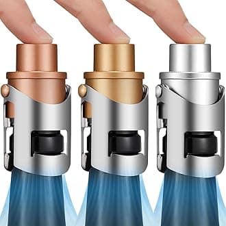 HYZ 3-Pack Champagne Stoppers Wine Saver, Sparkling Wine Vaccum Stoppers with Built-in Pump for Champagne, Prosecco and Cava - Stainless Steel + ABS Champagne Bottle Stoppers, Rose Gold/Gold/Silver