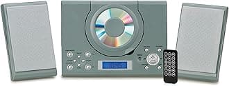 CD Player with Speakers - HiFi System for Home with Radio, USB, MP3, Clock Alarm & Remote - Compact Stereo System with Wall Mount Design - Small CD Players for Home - GTMC-101