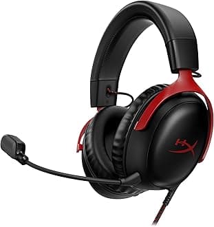 727A9AA Cloud III Gaming Headset, DTS Headphone with X Space Audio, 53 mm Drivers, Cloud II Comfort, Black/Red, PC, PS5, PS4, Xbox Series, Nintendo Switch, Mobile