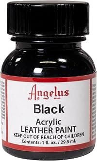 Acrylic Leather Paint, 1 Fl Oz, Black - Professional Flexible, Crack, Scratch, Peel Resistant Leather Paint for Shoes, Sneakers, Canvas, Furniture and Other Leather Projects