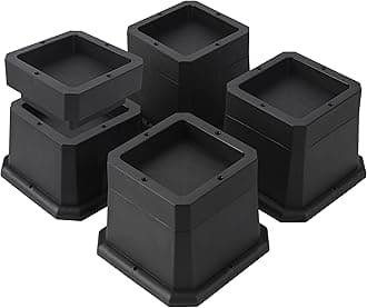 BTSD-home Bed Risers 3 Inch or 2 Inch Heavy Duty Furniture Risers Adjustable Dorm Bed Lifts Risers Table Desks Legs Blocks 4 Pack Black