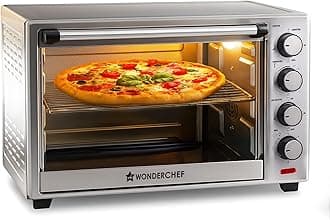 - Wonderchef Oven Toaster Griller (OTG) - 60 litres, Steel with Rotisserie, Auto-Shut Off, Heat-Resistant Tempered Glass, 6-Stage Heat Selection Bake, Grill, Roast | Easy clean