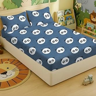 Filymore Panda Double Bedsheet 240 TC Made with Microfiber Wrinkle Free Soft Hypoallergenic | Queen Size for Kids Room (90x90 Inches(Boys Girls Room)(Black)