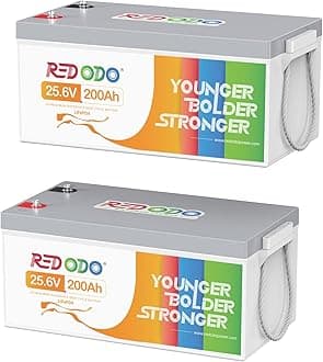Redodo 2 Pack 24V 200Ah LiFePO4 Battery, Lithium Group 8D Battery with 200A BMS, Max. 5120Wh Energy, 4000+ Cycles & 10 Years Lifetime, Solar System Back Up Power, RV, Trolling Motor