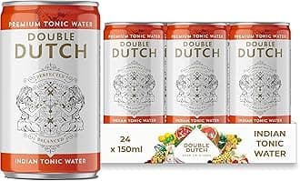 Double Dutch Indian Tonic Water | Classic Indian Tonic Water with Natural Bitterness | Gluten Free, Vegan Friendly Premium Mixer Perfect For Gin & Cocktails | 24 x 150ml Cans