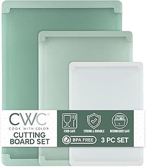 Extra Large Cutting Board Set, Jumbo-Sized Boards with Rubber Border for Enhanced Cooking Experience, 3-Piece, Sage