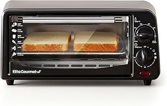 ETO236 Personal Compact 2 Slice Countertop Toaster Oven with 15 Minute Timer & Adjustable Temperature, Bake, Broil, & Toast, Black