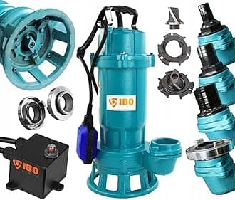 Submersible Dirty Water Pump Grinder Sewage Deep Well Septic Flood Sewage Sump (1500W Pump + 30m White FIRE Hose)
