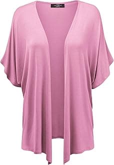 Made By Johnny Women's Kimono Style Short Sleeve Dolman Cardigan - Lightweight Open Front Summer Cover-Up