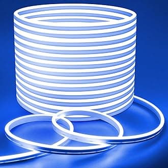 Lamomo LED Strip Lights, 32.8Ft Blue Neon Led Rope Lights, 0.65in/Cut DIY Flexible Silicone Waterproof 24V Led Light Strip for Bedroom,Indoor, Living Room, Kitchen（Power Adapter not Included）